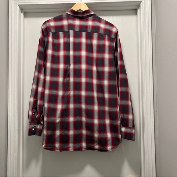 Banana Republic Factory Mens XL Shirt Button Up Long Sleeves Red/GrayPlaid - Picture 7 of 13